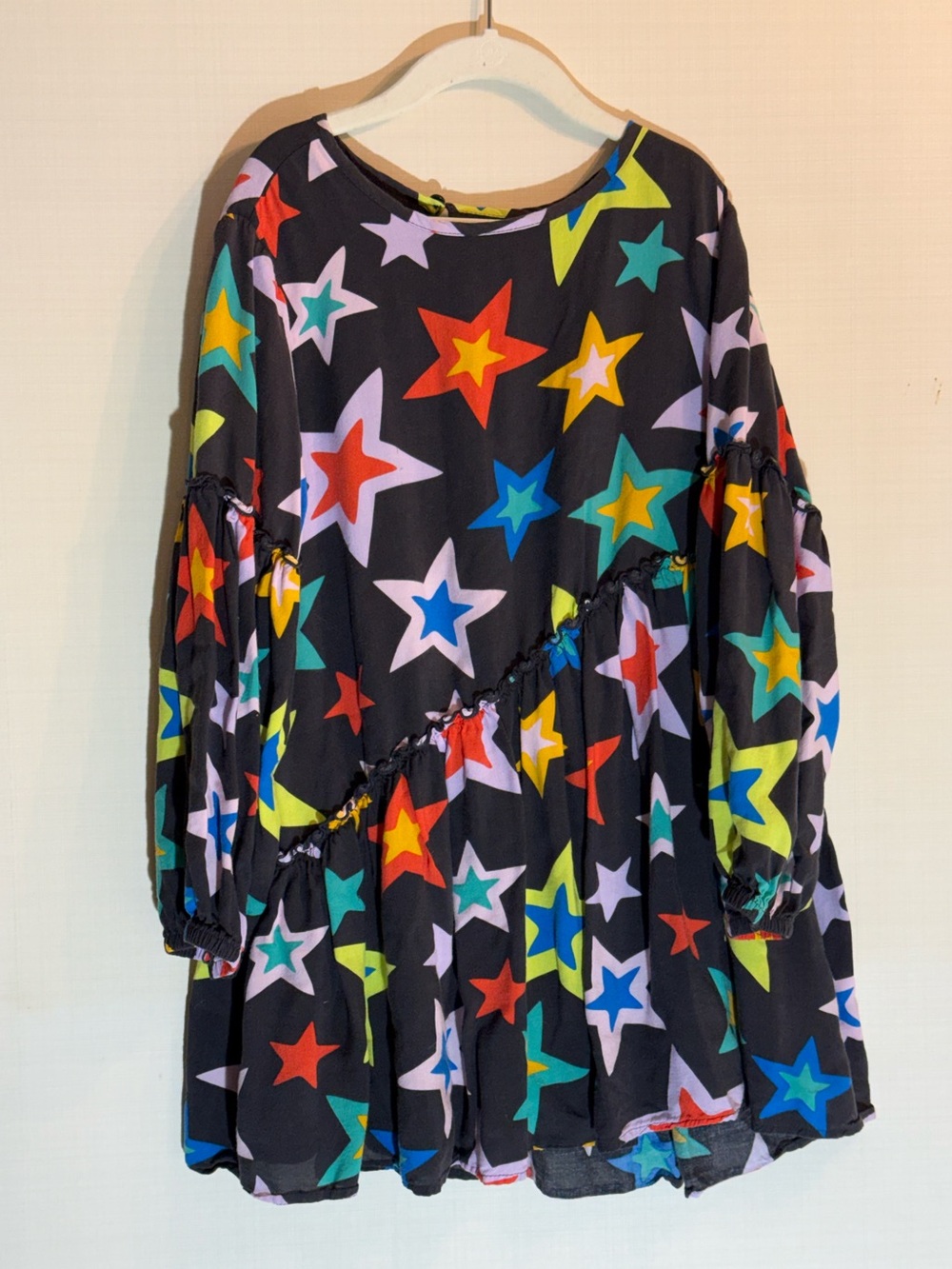 Girls' Rockets of Awesome Black Star-Print Long Sleeve Dress